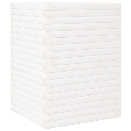 Fioriera da Giardino Bianca 50x50x68,5cm Legno Massello di Pino