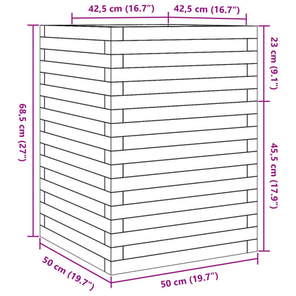 Fioriera da Giardino 50x50x68,5 cm in Legno di Pino Impregnato