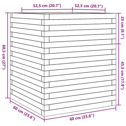 Fioriera da Giardino Bianca 60x60x68,5 m Legno Massello di Pino