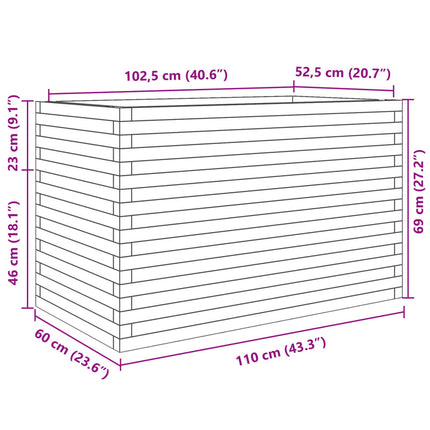 Fioriera da Giardino Bianca 110x60x68,5 cm Legno Massello Pino