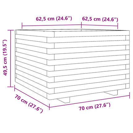 Fioriera da Giardino 70x70x49,5 cm in Legno Massello di Pino