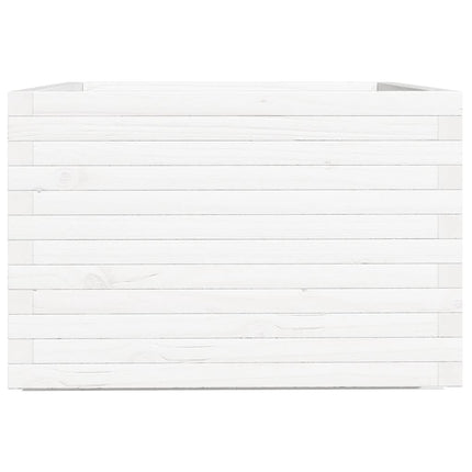 Fioriera da Giardino Bianca 70x70x49,5cm Legno Massello di Pino