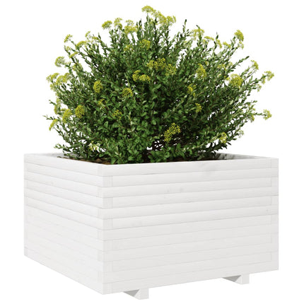 Fioriera da Giardino Bianca 80x80x49,5cm Legno Massello di Pino