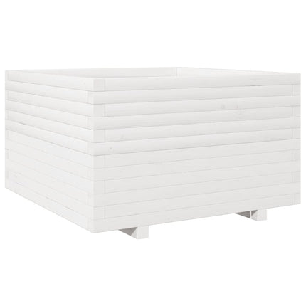 Fioriera da Giardino Bianca 80x80x49,5cm Legno Massello di Pino