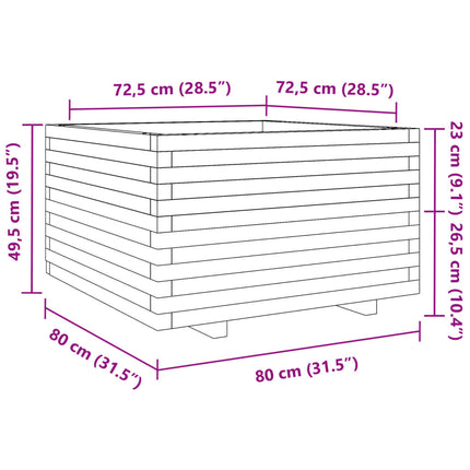 Fioriera da Giardino Bianca 80x80x49,5cm Legno Massello di Pino
