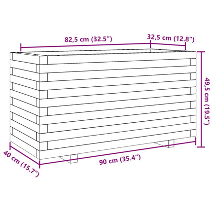 Fioriera da Giardino 90x40x49,5 cm in Legno Massello di Pino