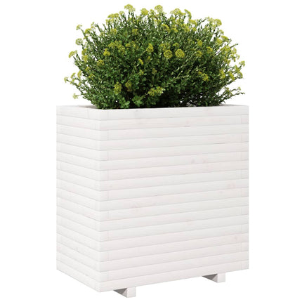 Fioriera da Giardino Bianca 70x40x72,5cm Legno Massello di Pino