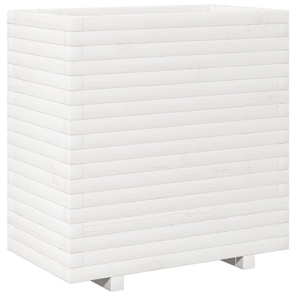 Fioriera da Giardino Bianca 70x40x72,5cm Legno Massello di Pino