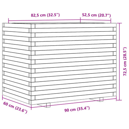 Fioriera Giardino Marrone Cera 90x60x72,5cm Legno Massello Pino
