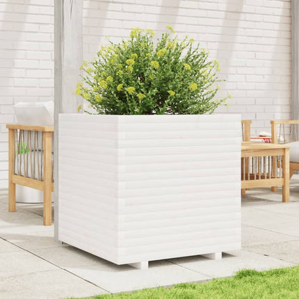 Fioriera da Giardino Bianca 70x70x72 cm Legno Massello di Pino