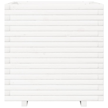 Fioriera da Giardino Bianca 70x70x72 cm Legno Massello di Pino