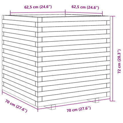 Fioriera Giardino Marrone Cera 70x70x72 cm Legno Massello Pino