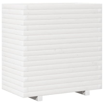 Fioriera da Giardino Bianca 70x40x72 cm Legno Massello di Pino