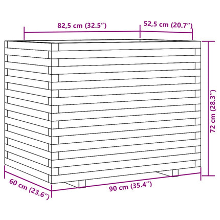 Fioriera Giardino Marrone Cera 90x60x72 cm Legno Massello Pino