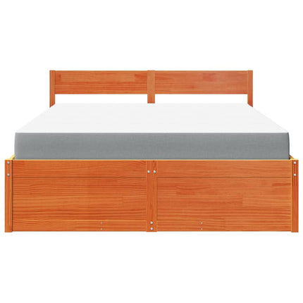 Letto Cassetti e Materasso Cera 160x200cm Legno Massello Pino