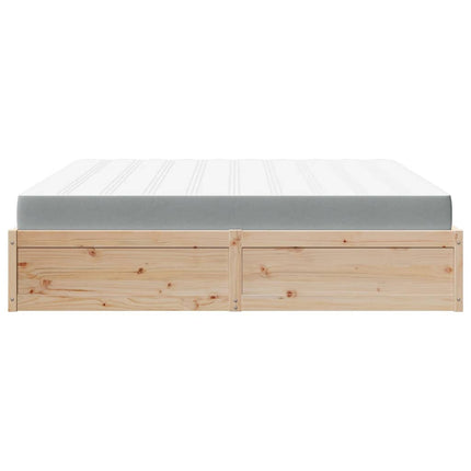 Letto con Materasso 200x200 cm in Legno Massello di Pino