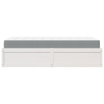 Letto con Materasso Bianco 100x200 cm in Legno Massello di Pino