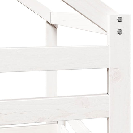 Letto a Castello con Tetto Bianco 90x200 cm in Legno di Pino