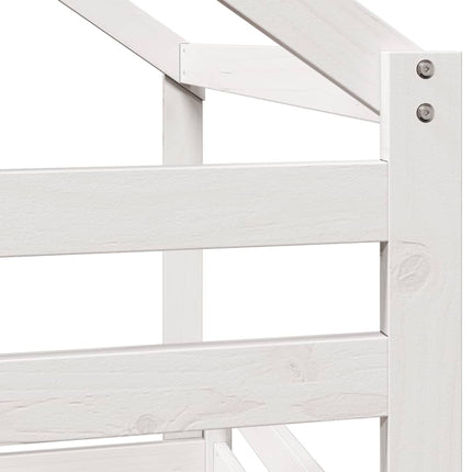 Letto a Castello con Tetto Bianco 90x200 cm in Legno di Pino
