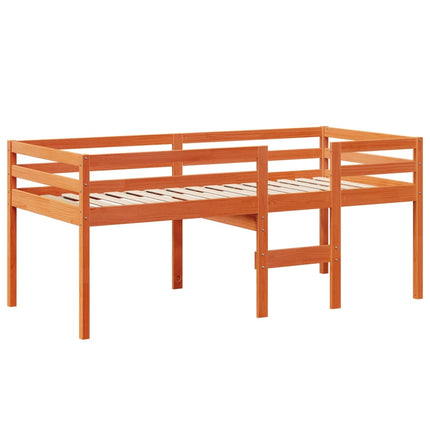 Letto a Soppalco con Tetto Cera 90x190cm Legno Massello di Pino
