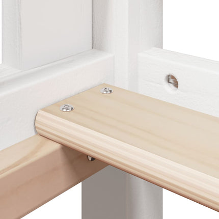 Letto Soppalco con Scala e Tetto Bianco 80x200 cm Massello Pino