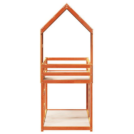 Letto a Castello con Tetto Cera 80x200 cm Legno Massello Pino