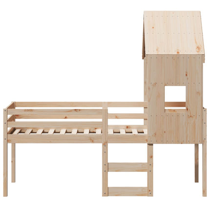 Letto a Soppalco con Tetto 80x200 cm in Legno di Pino