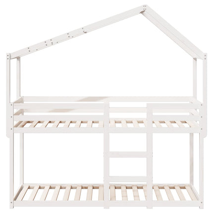 Letto a Castello con Tetto Bianco 80x200 cm Legno Massello Pino