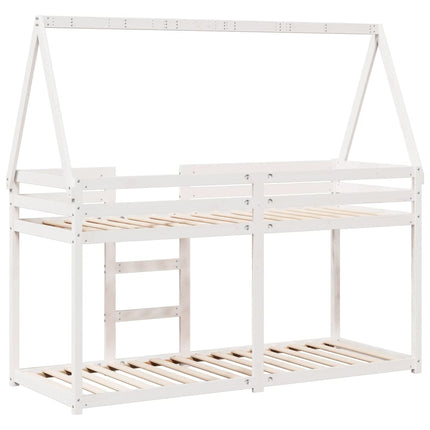 Letto a Castello senza Materasso Bianco 90x190cm Massello Pino