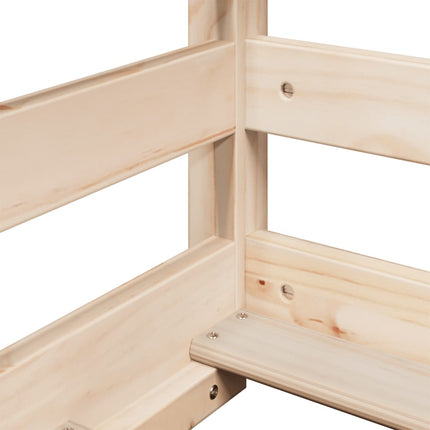 Letto a Soppalco con Tetto 75x190 cm in Legno Massello di Pino