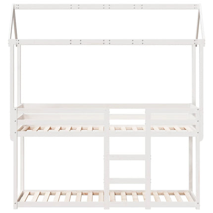 Letto a Castello con Tetto Bianco 75x190 cm Legno Massello Pino