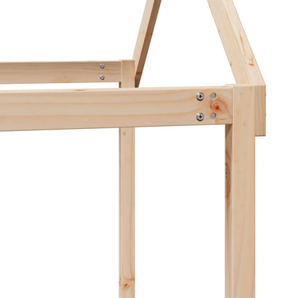 Letto a Soppalco con Tetto 90x190 cm Legno Massello di Pino