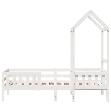 Giroletto con Tetto Bianco 90x190 cm Legno Massello Pino