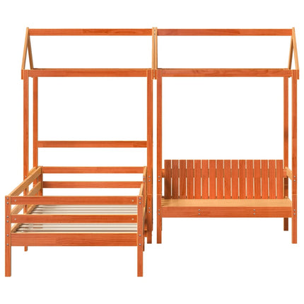 Giroletto con Panca e Tetto Cera 80x200 cm Legno Massello Pino