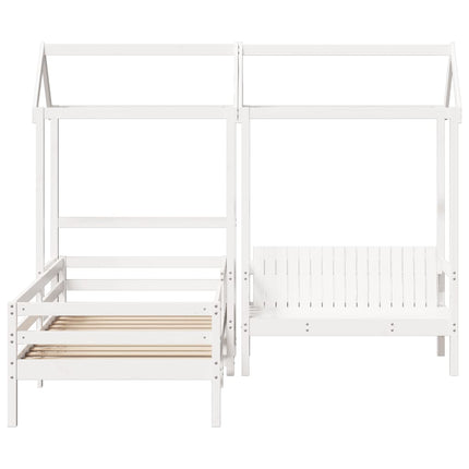 Giroletto con Panca e Tetto Bianco 75x190cm Legno Massello Pino