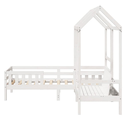 Giroletto con Panca e Tetto Bianco 75x190cm Legno Massello Pino