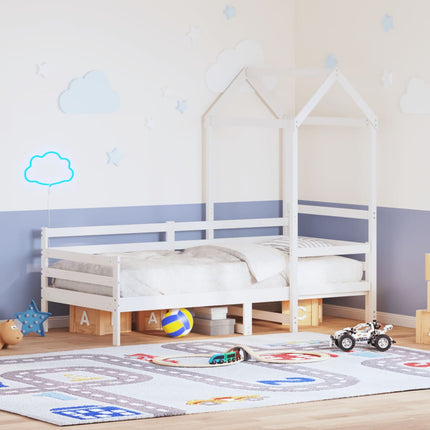 Dormeuse con Tetto 90x200 cm Bianco in Legno Massello di Pino