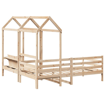 Set Dormeuse e Panca con Tetto 90x200cm Legno Massello di Pino