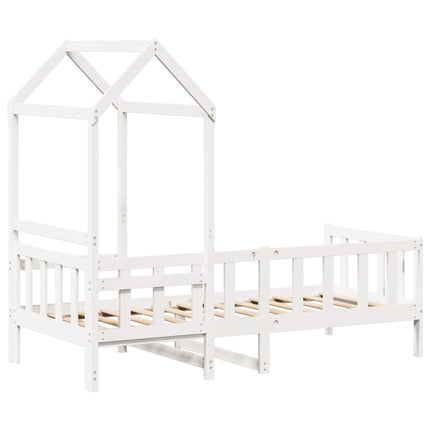 Dormeuse con Tetto 90x200 cm Bianco in Legno Massello di Pino