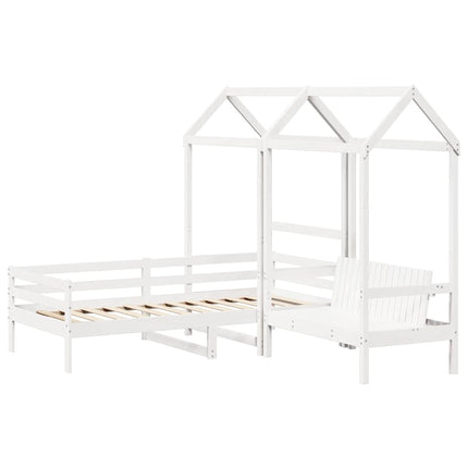 Set Dormeuse e Panca con Tetto Bianco 80x200cm Massello Pino