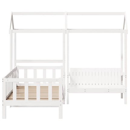 Set Dormeuse e Panca con Tetto Bianco 80x200cm Massello Pino