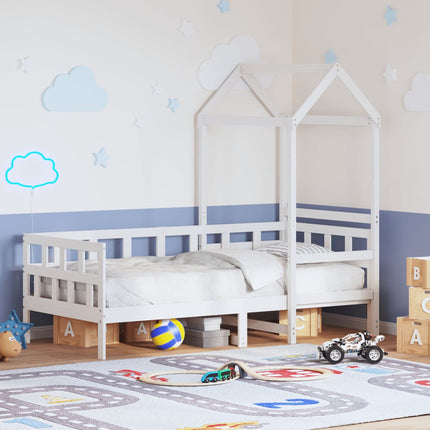 Dormeuse con Tetto 80x200 cm Bianco in Legno Massello di Pino