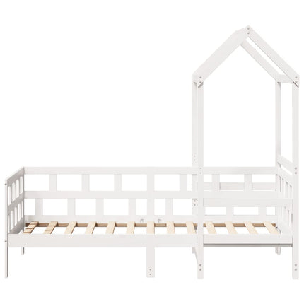 Dormeuse con Tetto 90x190 cm Bianco in Legno Massello di Pino