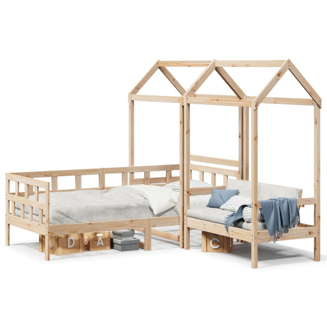 Set Dormeuse con Tetto 80x200 cm in Legno Massello di Pino