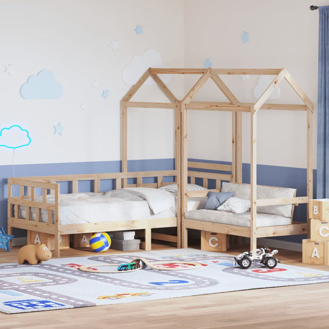 Set Dormeuse con Tetto 80x200 cm in Legno Massello di Pino