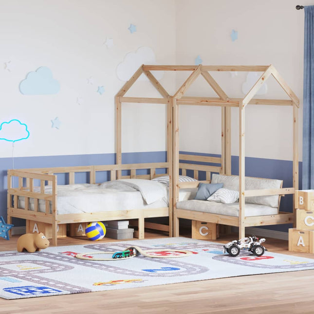 Set Dormeuse con Tetto 90x190 cm in Legno Massello di Pino