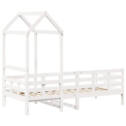 Dormeuse con Tetto 80x200 cm Bianco in Legno Massello di Pino
