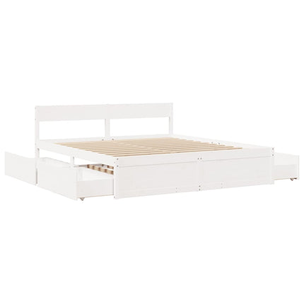 Giroletto senza Materasso Bianco 200x200 cm Legno Massello Pino
