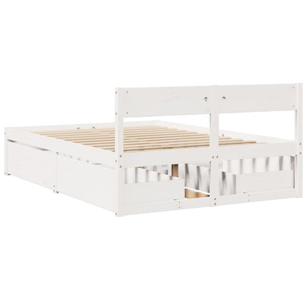 Letto senza Materasso Bianco 140x190 cm Legno Massello di Pino
