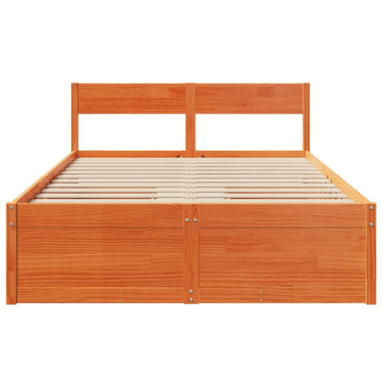 Letto senza Materasso Marrone Cera 135x190 cm in Legno di Pino